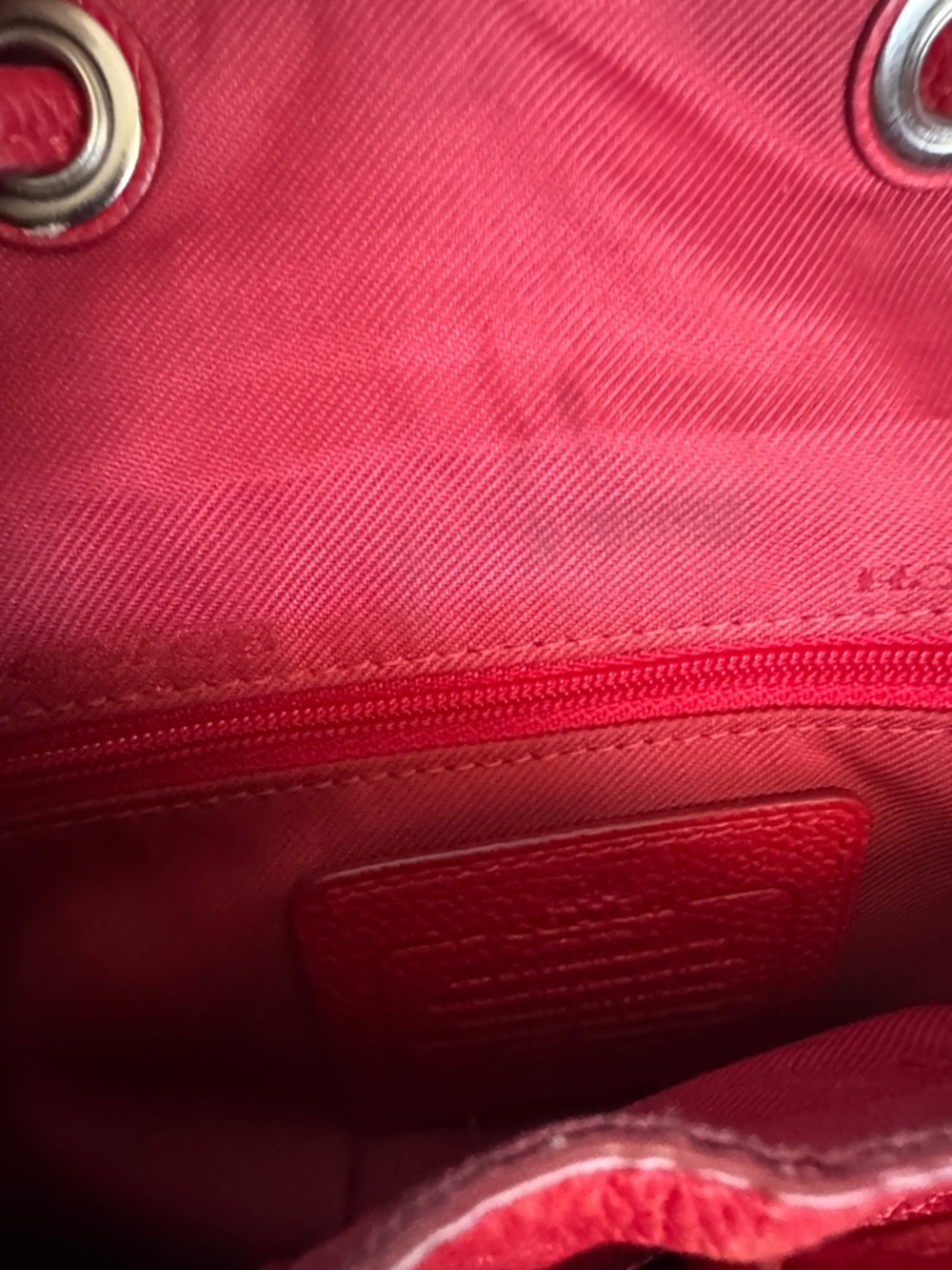 Coach Red Pebbled Leather Mini Turnlock Rucksack - Picture 12 of 12